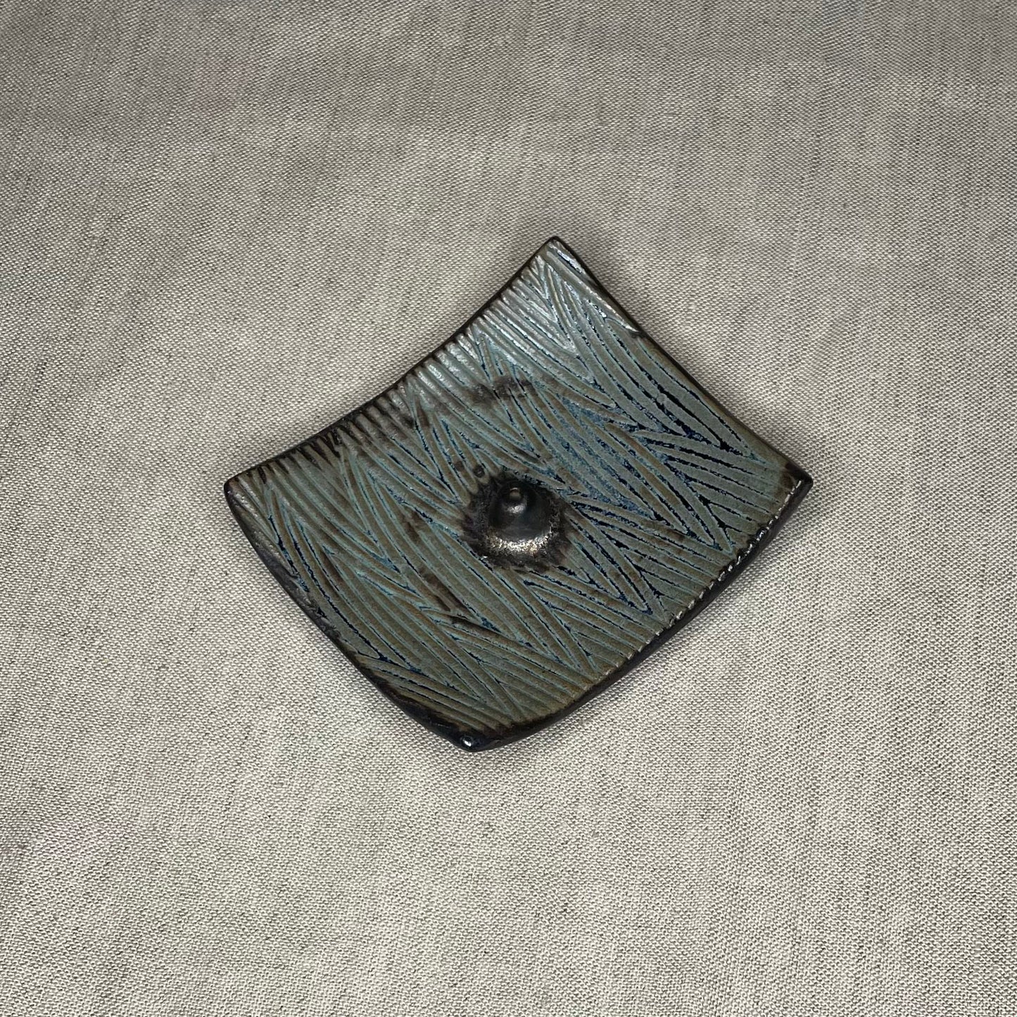 Incense Plate in Aged Blue