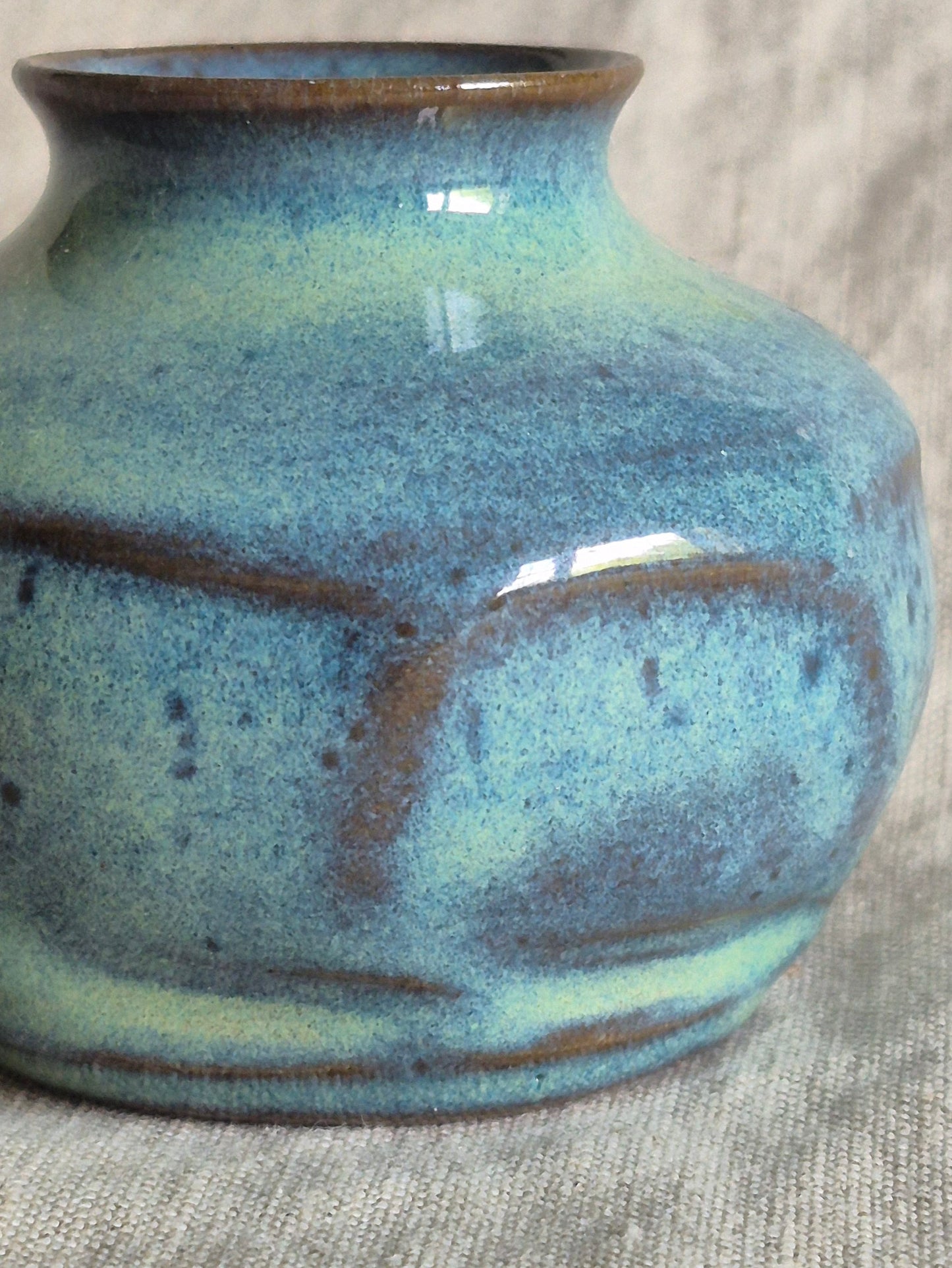Faceted Bud Vase in Smokey Turquoise