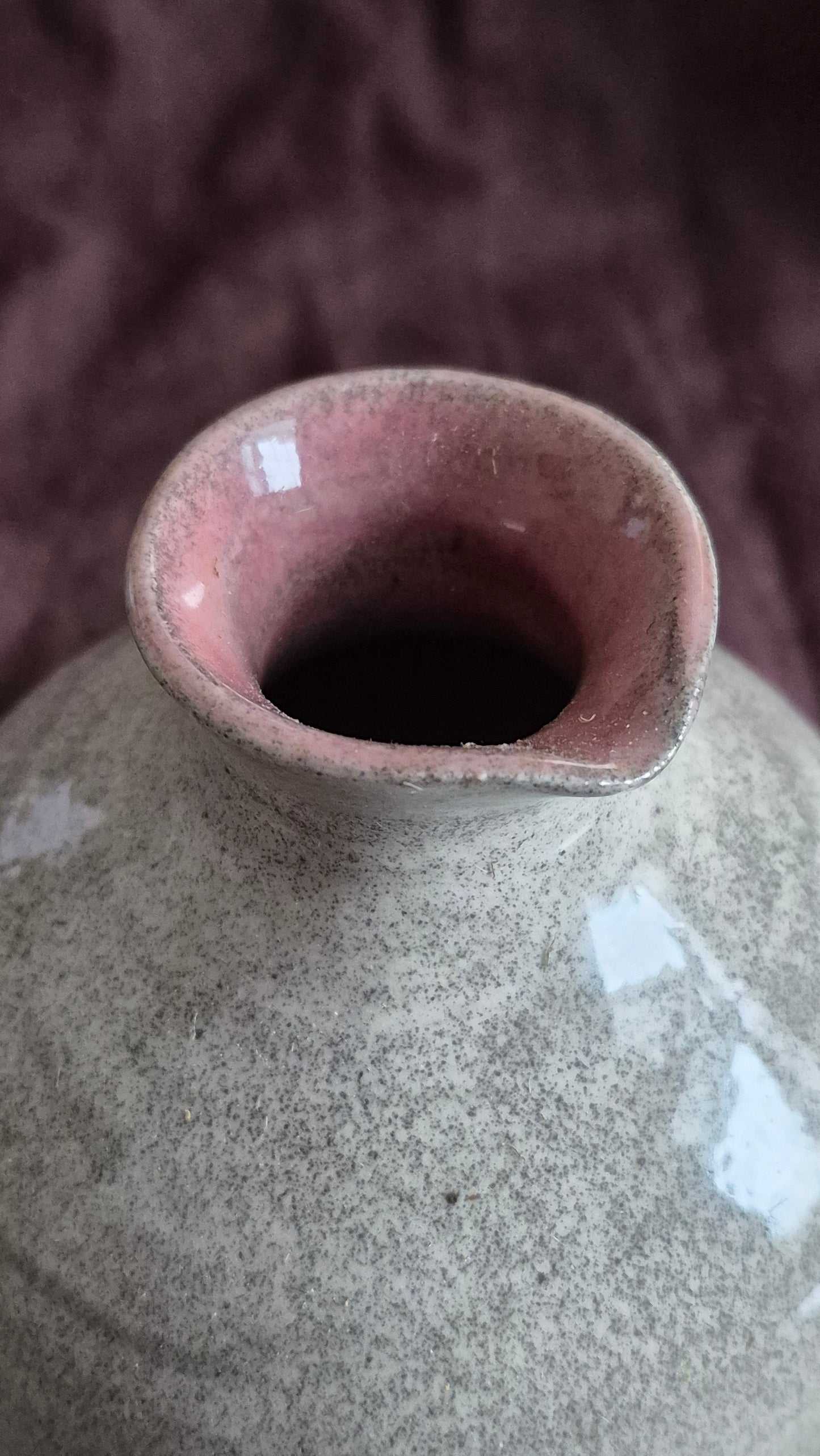 Pitcher Vase in Granite with Weeping Plum Interior