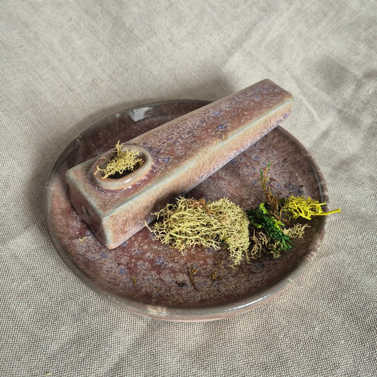 Coffin Pipe w Matching Sesh Plate in Cosmic Purple