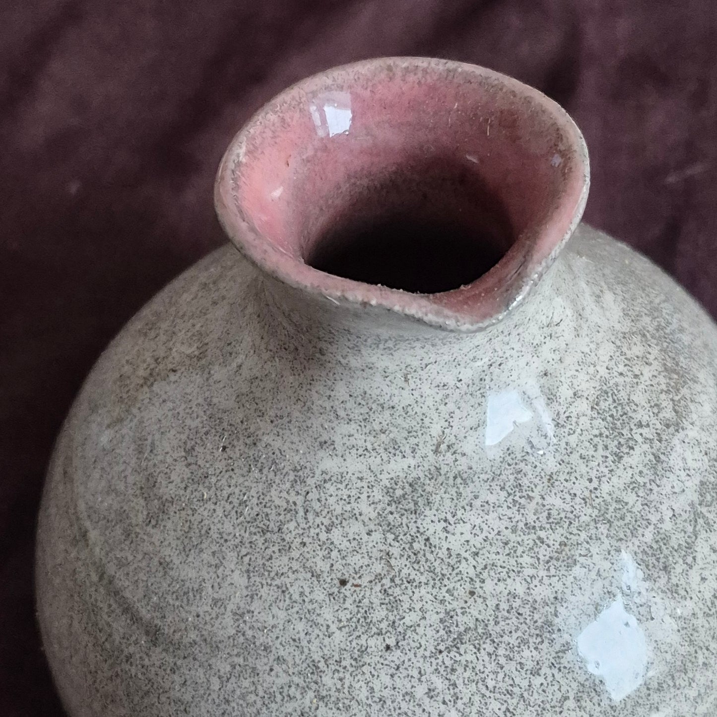 Pitcher Vase in Granite with Weeping Plum Interior
