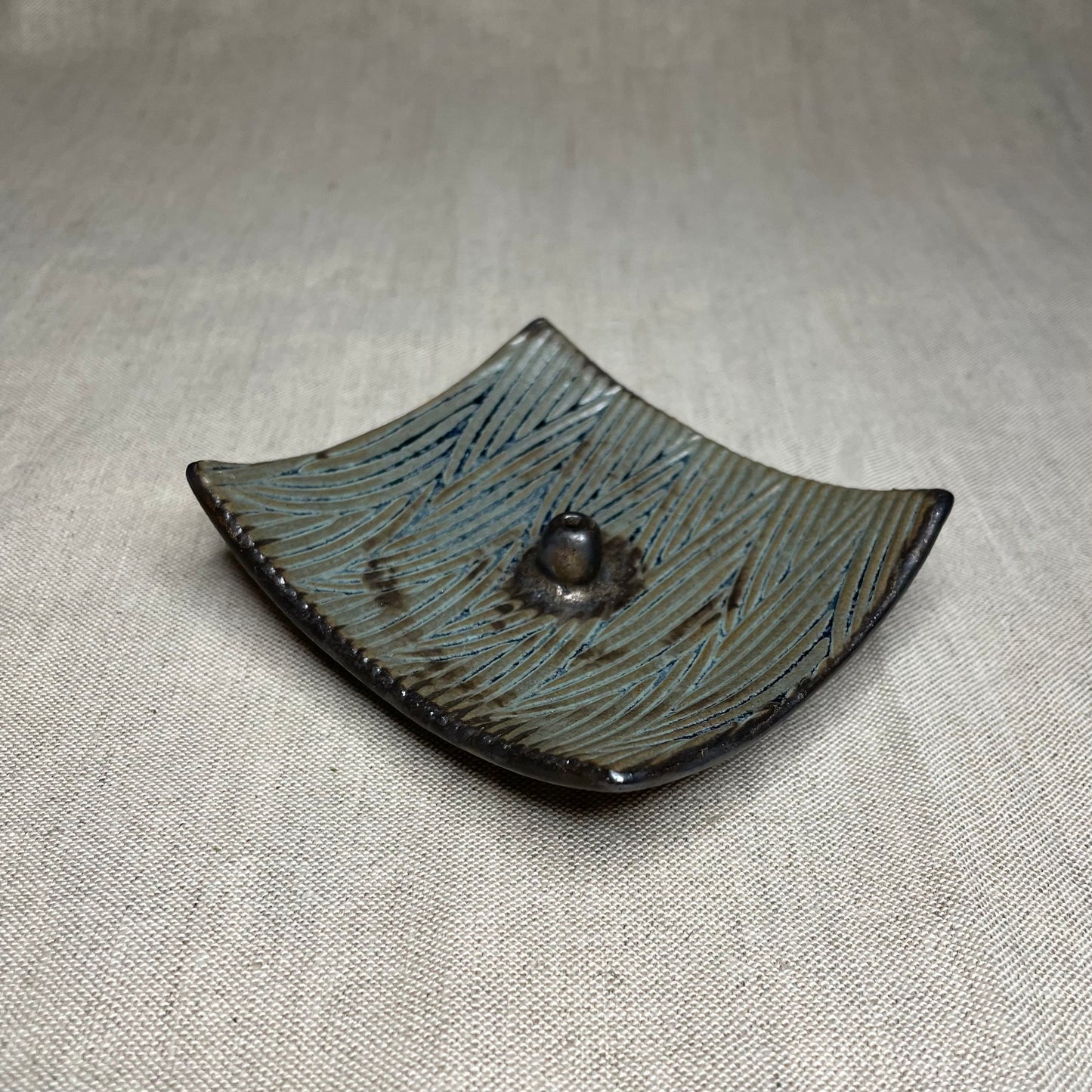 Incense Plate in Aged Blue