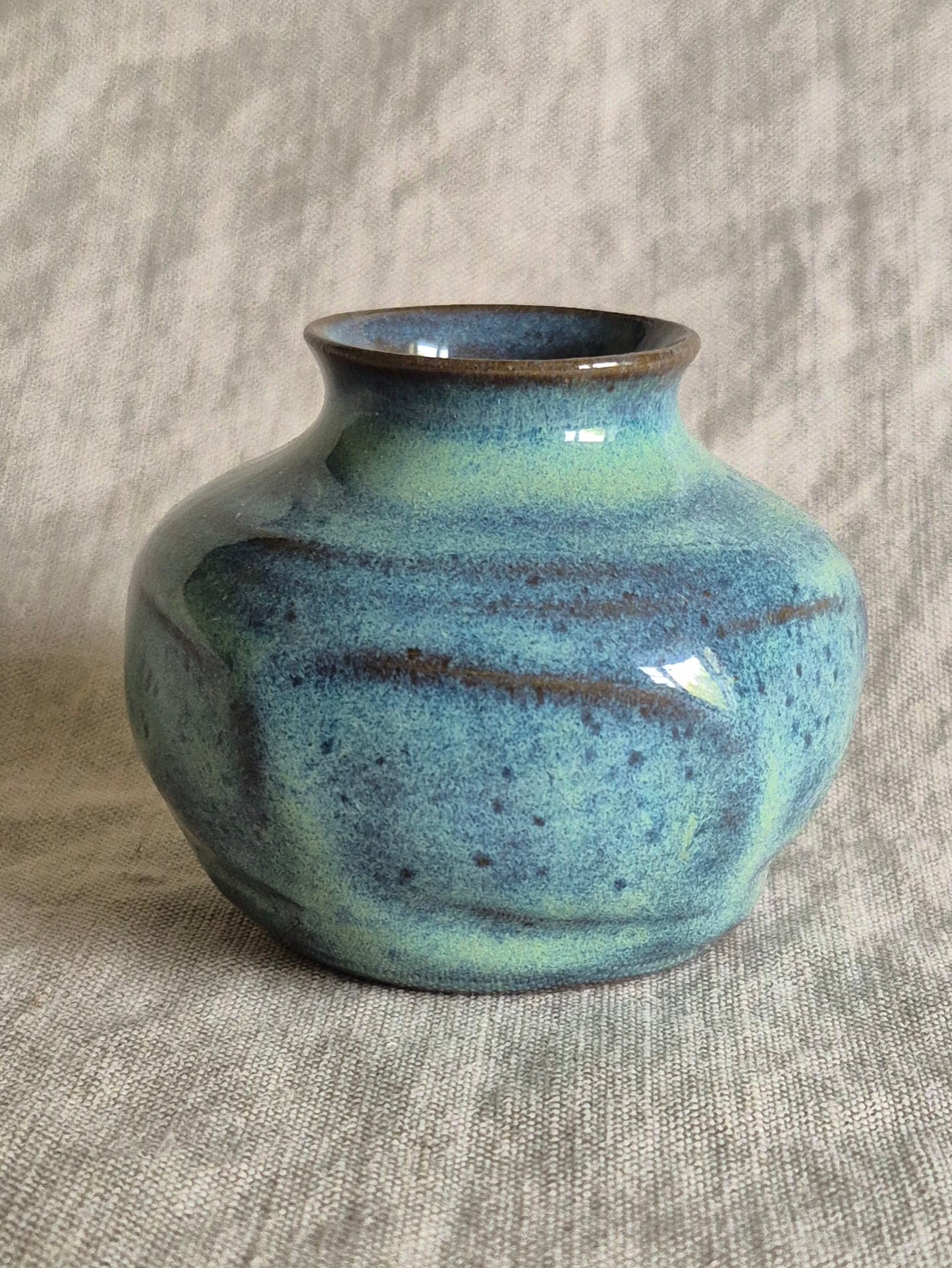 Faceted Bud Vase in Smokey Turquoise