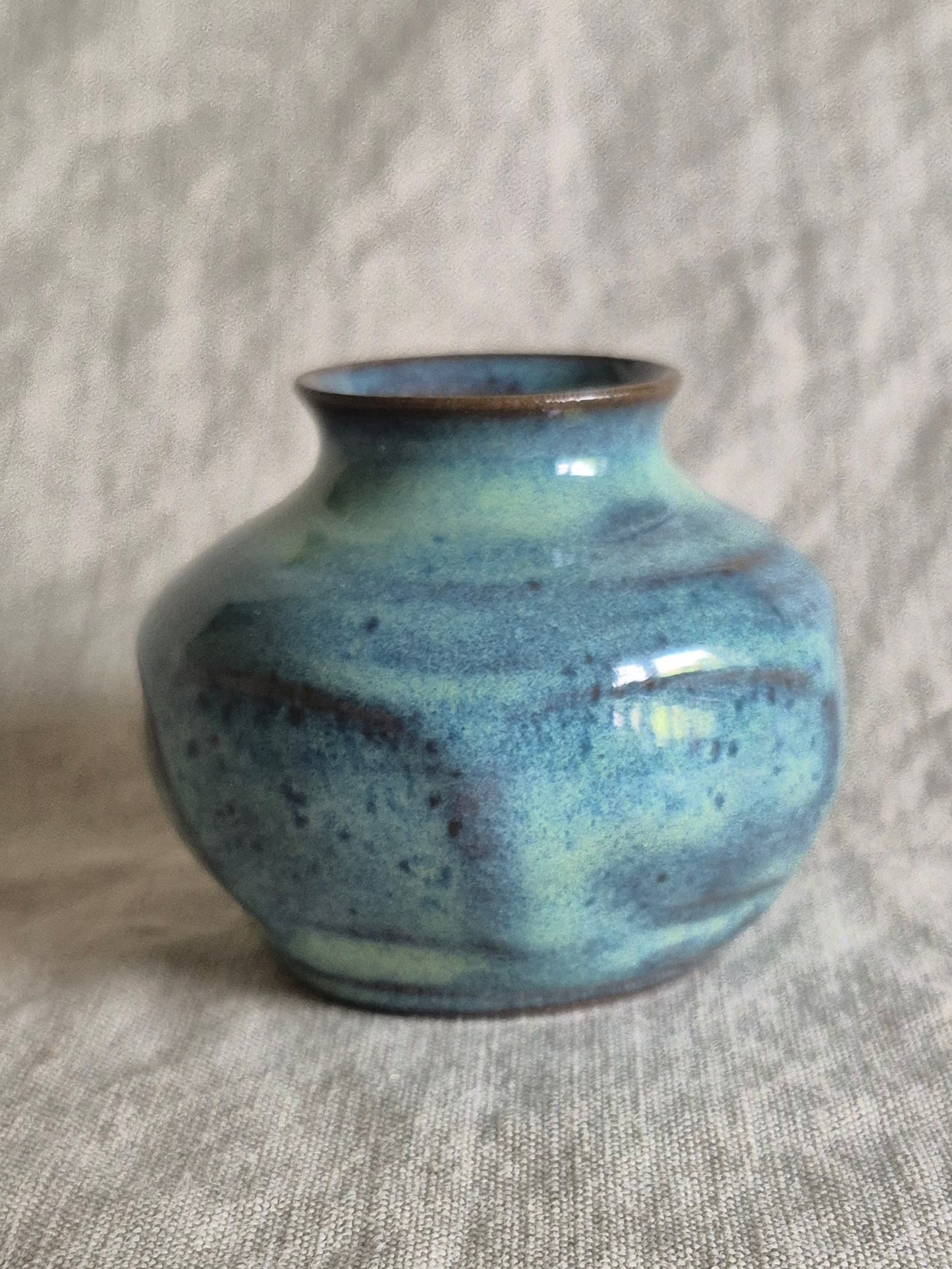 Faceted Bud Vase in Smokey Turquoise