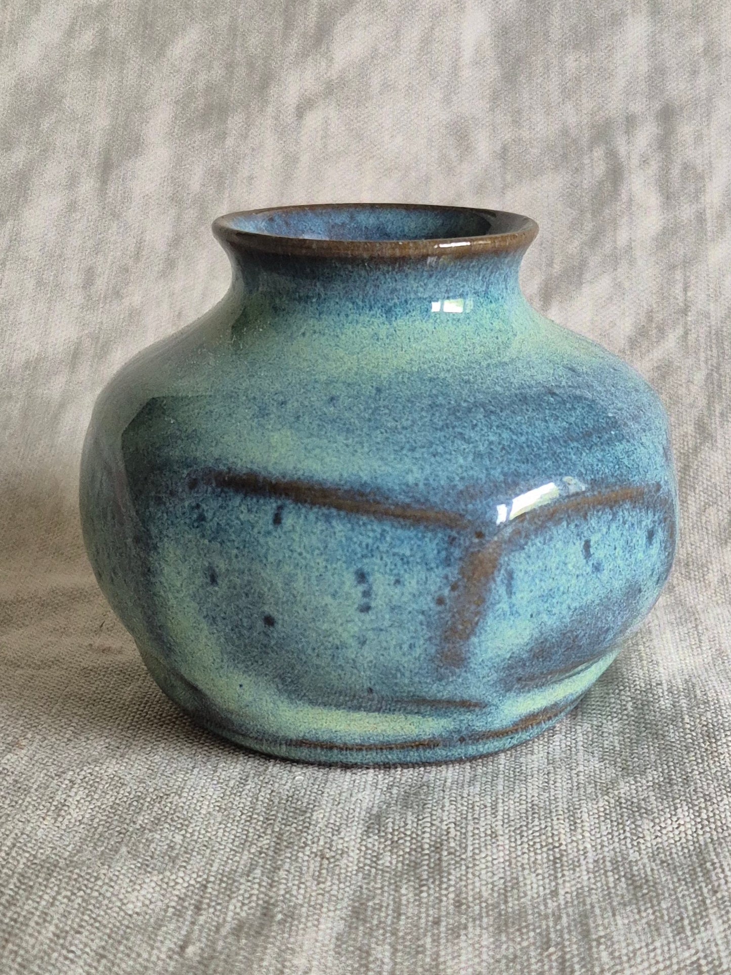 Faceted Bud Vase in Smokey Turquoise