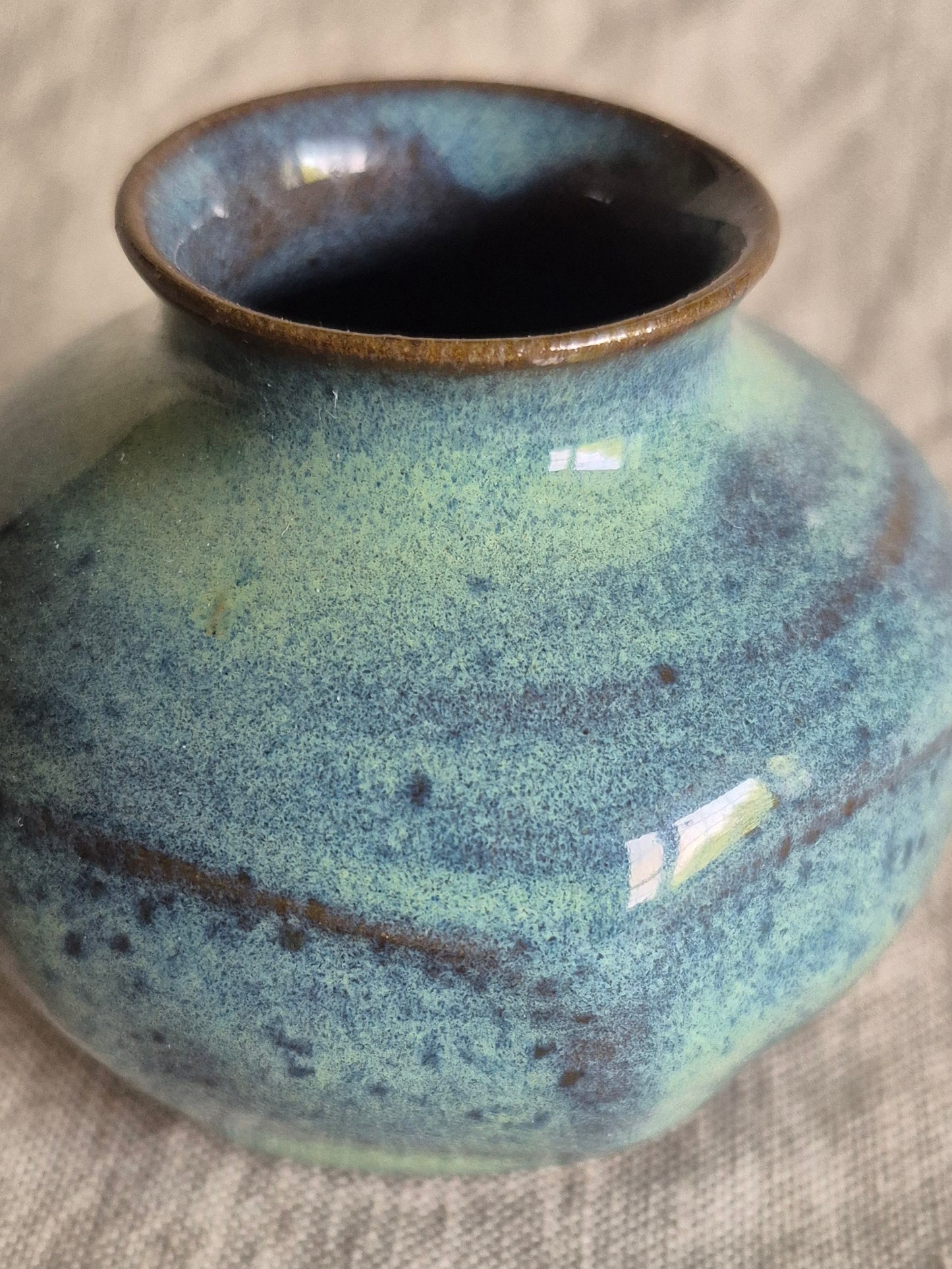 Faceted Bud Vase in Smokey Turquoise